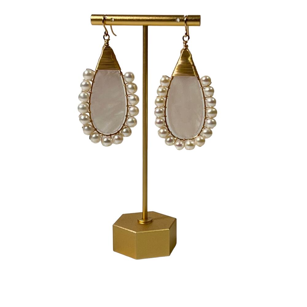 BECK JEWELS Rose Lolita Cultured Freshwater Pearl Drop Earrings In Gold/rose